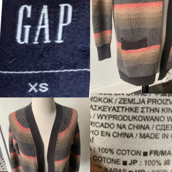 GAP Ribbed Knit Open Collar Cotton Cardigan Jumper - Picture 3 of 3